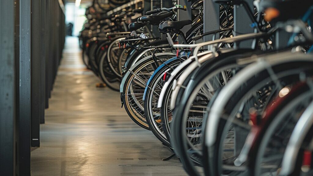 Bicicletário em condomínio de chão